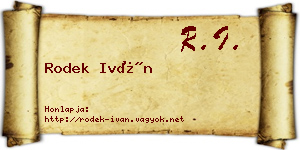 Rodek Iván névjegykártya